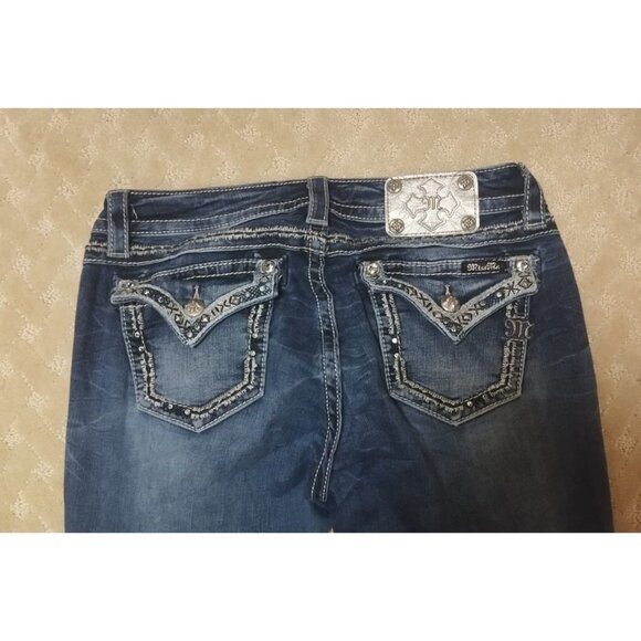 Miss Me Jeans Women's 30x34 Signature Boot Cut MP7736S Dark Wash Flap Pocket - Picture 2 of 6